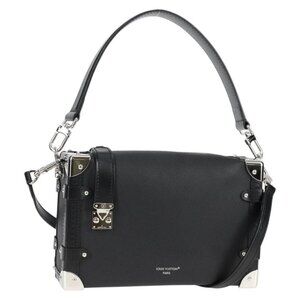 LOUIS VUITTON Side Trunk MM Shoulder Bag Leather Black M25160 LV Auth BA4781M